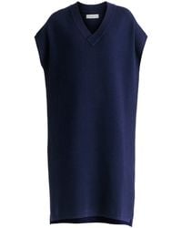 Paisie - V-Neck Sleeveless Ribbed Jumper Dress - Lyst