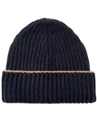 Kinalba - Neutrals Gents Chunky Ribbed Cashmere Beanie Hat - Lyst