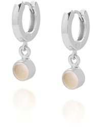 Nellou Jewellery - Neutrals Gem Hoop June Birthstone Earrings Sterling - Lyst