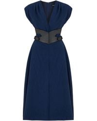 Nocturne - V-Neck Belted Midi Dress - Lyst