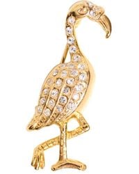 Caramel Vintage Jewellery - Plated Flamingo Crystal Brooch - Lyst