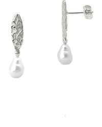 Spero London - Drop Baroque Pearl Earrings Authentic Natural Textured Sterling - Lyst