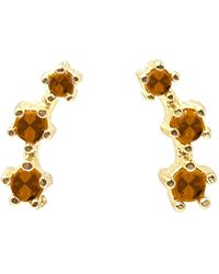 Harfi - Citrine November Birthstone Climber Stud Earrings - Lyst