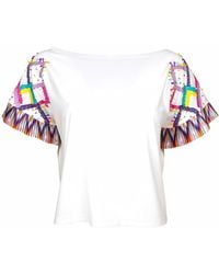 Lalipop Design - Blouse With Pleated Sleeves & Embroidery Details On Shoulders - Lyst
