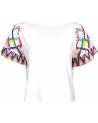 Lalipop Design - Blouse With Pleated Sleeves & Embroidery Details On Shoulders - Lyst