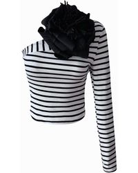 London Atelier Byproduct - Striped One Sleeve Top With Flower Pin - Lyst