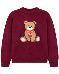 Yumi' - Burgundy Teddy Bear Relaxed Jumper - Lyst