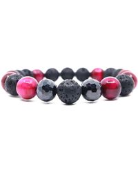 Shar Oke - Tiger's Eye, Cubic Zirconia & Lava Beaded Bracelet - Lyst