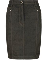 Conquista - Khaki Denim Style Fitted Skirt With Stitching Detail - Lyst