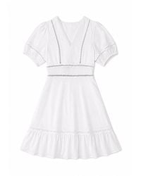 Yumi' - Lace Trim V Neck Dress - Lyst