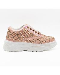Rettrose - Harper Luxury Nude Satin Handmade Embellished Trainers - Lyst