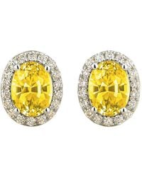 Juvetti - Mina Oval Sapphire & Diamond Halo Earrings - Lyst