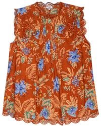 Niza - Printed Blouse With A Fluid Fit And Short Sleeves - Lyst