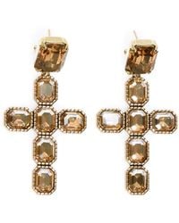 Addicted - Calliope Earrings Plated Cross With Crystals - Lyst