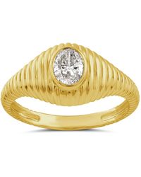 Artisan - Oval Diamond Ribbed Ring - Lyst