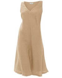 Haris Cotton - Neutrals V Neck Linen Cami Dress Beach Sand - Lyst