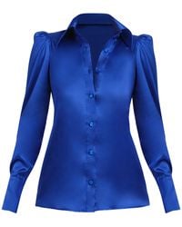 Tia Dorraine - Royal Azure Fitted Satin Shirt - Lyst