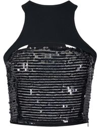 Egyptian Blue - Cropped Sequin Tank Top - Lyst