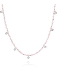 Nellou Jewellery - Rose Hearts Necklace Sterling - Lyst
