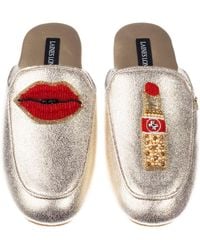 Laines London - Classic Mules With Lipstick & Lips Brooches - Lyst