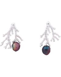 Oana Savu - Sterling Coral Ear Studs Freshwater Peacock Pearls Earrings - Lyst