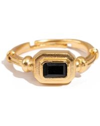 Ebru Jewelry - Elegant Onyx Minimalist Adjustable Ring - Lyst