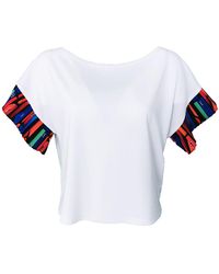 Lalipop Design - Viscose Blouse With Boat Neck & Pleated Sleeves - Lyst
