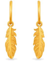 7879 - Feather Charm Hoop Earrings - Lyst