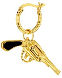 True Rocks - 18Kt-Plated Mini Retro Pistol Charm On Hoop - Lyst