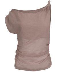 Motional Muse - Neutrals Aleena Top – Airy Draped Off-Shoulder Top - Lyst