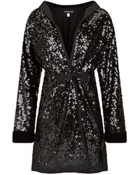 Boutique Kaotique - Long Sequin Vest With Velvet Hood - Lyst