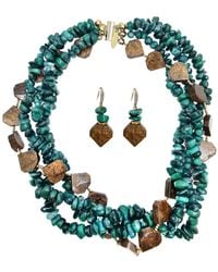 Farra - Bamboo Coral With Tiger Eye Stone Multi-Layers Necklace And Earrings Set - Lyst