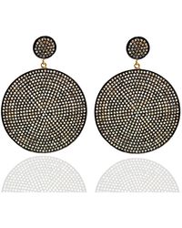 Artisan - Natural Pave Diamond Round Shaped Dangle Earrings 14k Gold 925 Sterling Silver Jewelry - Lyst