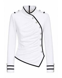 Julia Allert - Fitted Asymmetrical Ruched Long Sleeve Blouse – - Lyst
