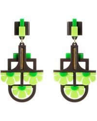 Gissa Bicalho - Handmade Acrylic Earring Pendant Three Flowers Avocado - Lyst