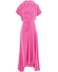 concept A trois - Dress With Front Drape And Collar - Lyst