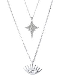 Spero London - Eye Evil Eye & Northern Star Starburst Sterling Necklace Layering Set - Lyst