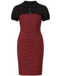 Conquista - Puff Sleeve Fitted Dress With Button Detail - Lyst