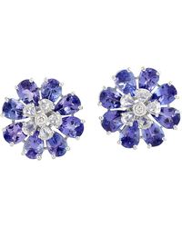 Artisan - Tanzanite & Diamond Cluster Floral Ear Jacket Earrings - Lyst