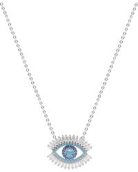 Seven Saints - Evil Eye Necklace, And Zirconia Baguette Diamonds, Rhodium - Lyst