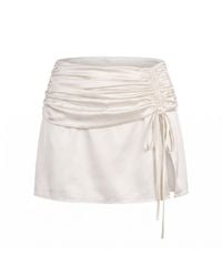 Clerestory - Juliette Ruched Satin Drawstring Mini Skirt - Lyst
