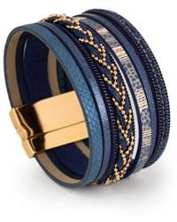 Saachi - Braided Leather Multi Strand Bracelet - Lyst