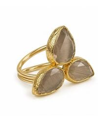 By Ozge - Neutrals Mystic Smoky Quartz Trinity Plated Adjustable Ring - Lyst