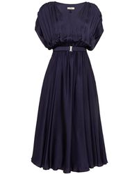 Nissa - Belted Viscose Midi Dress - Lyst