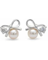 Angel Barocco - Sterling Bow Freshwater Pearl Earrings - Lyst