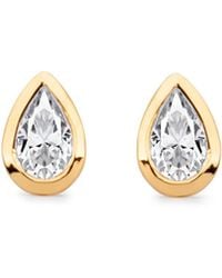 Augustine Jewels - Delicate Pear Shaped Diamond Stud Earrings Bezel Set - Lyst