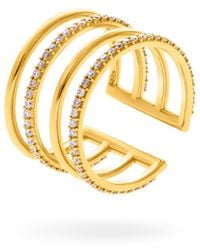 Lucy Quartermaine - Solid Empire Open Ring With Graded Diamonds - Lyst