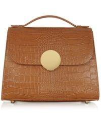 Le Parmentier - Bombo Croco Embossed Leather Top-Handle Satchel Bag W/Strap - Lyst