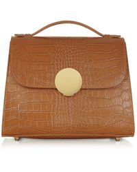 Le Parmentier - Bombo Croco Embossed Leather Top-Handle Satchel Bag W/Strap - Lyst