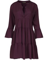 Conquista - Dark Burgundy Tencel Gathered Seams Dress - Lyst
